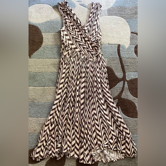 Anthropologie I Plenty by Tracy Reese Zig Zag Stripe Faux Wrap Midi Dress - Picture 3 of 8